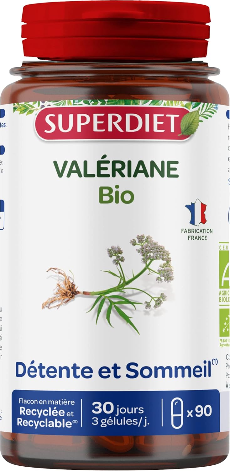 SUPERDIET – VALÉRIANE ORGANIC – Relaxation and Sleep – Phytotherapy – Made in France – 90 capsules