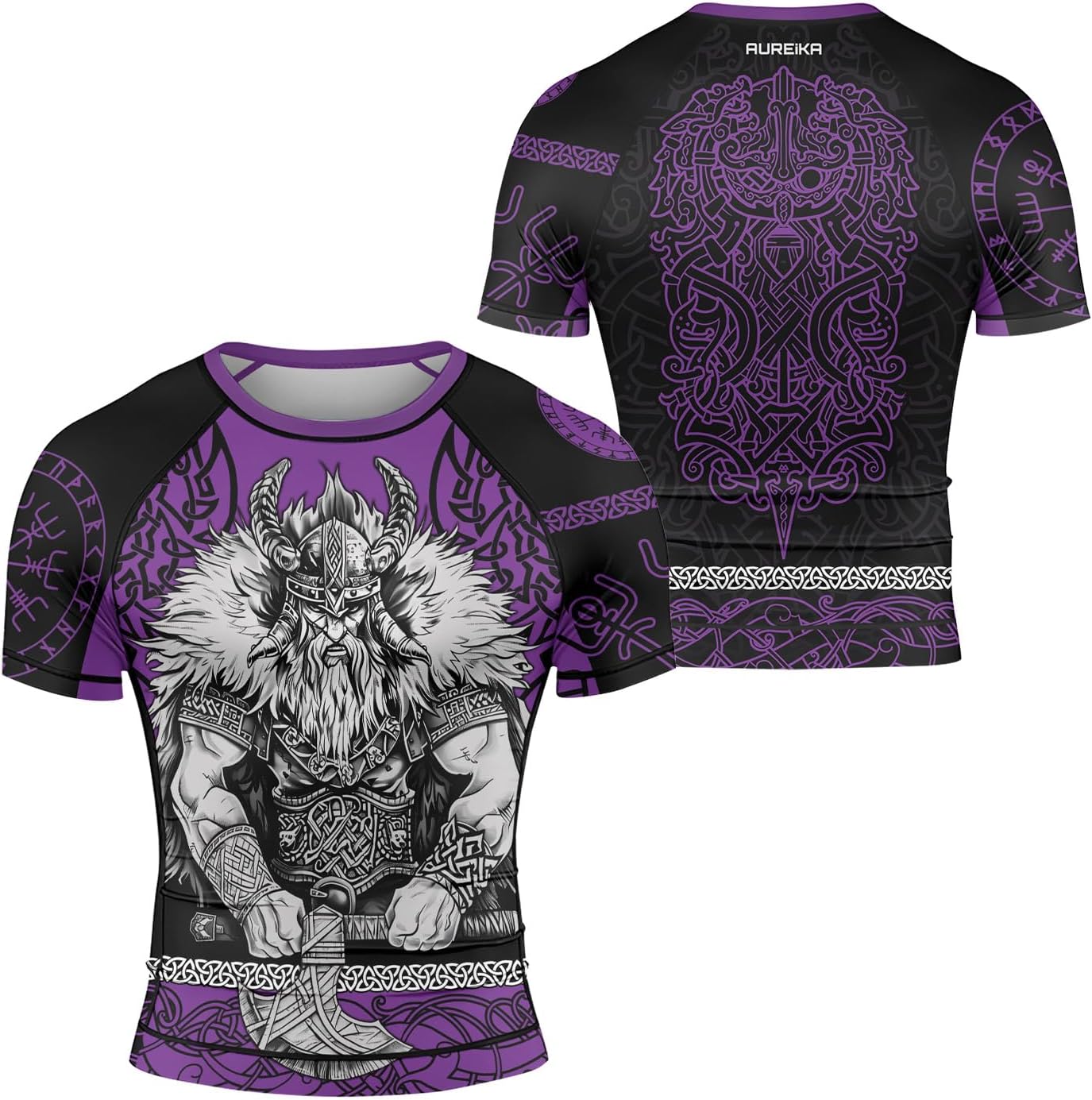 - Viking Men’s Short Sleeve BJJ Rash Guard – Compression Shirt for Jiu Jitsu, MMA, No-Gi, and Grappling Training