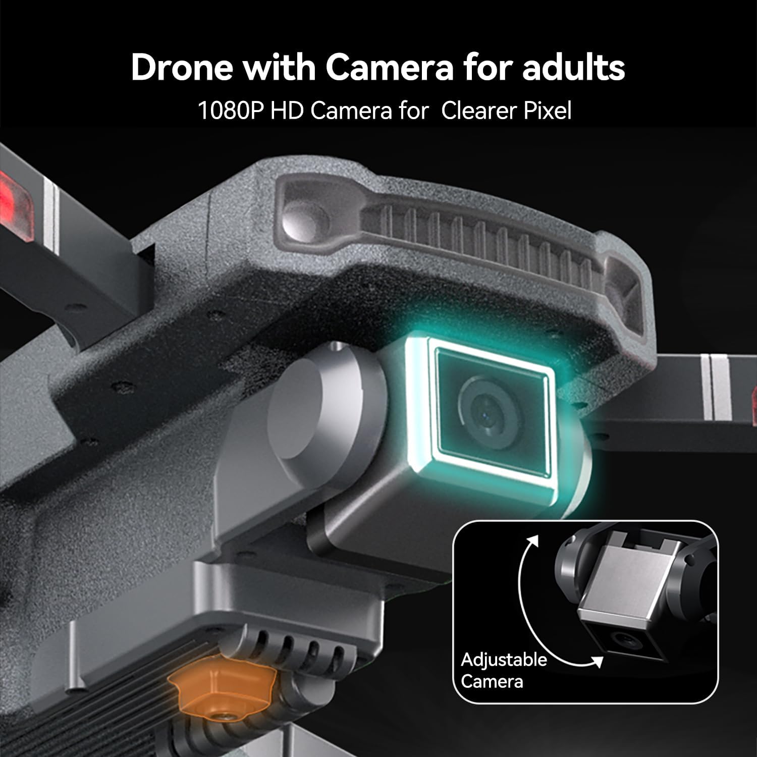 Close-up of the HYTOBP S179 drone's 1080P HD adjustable camera