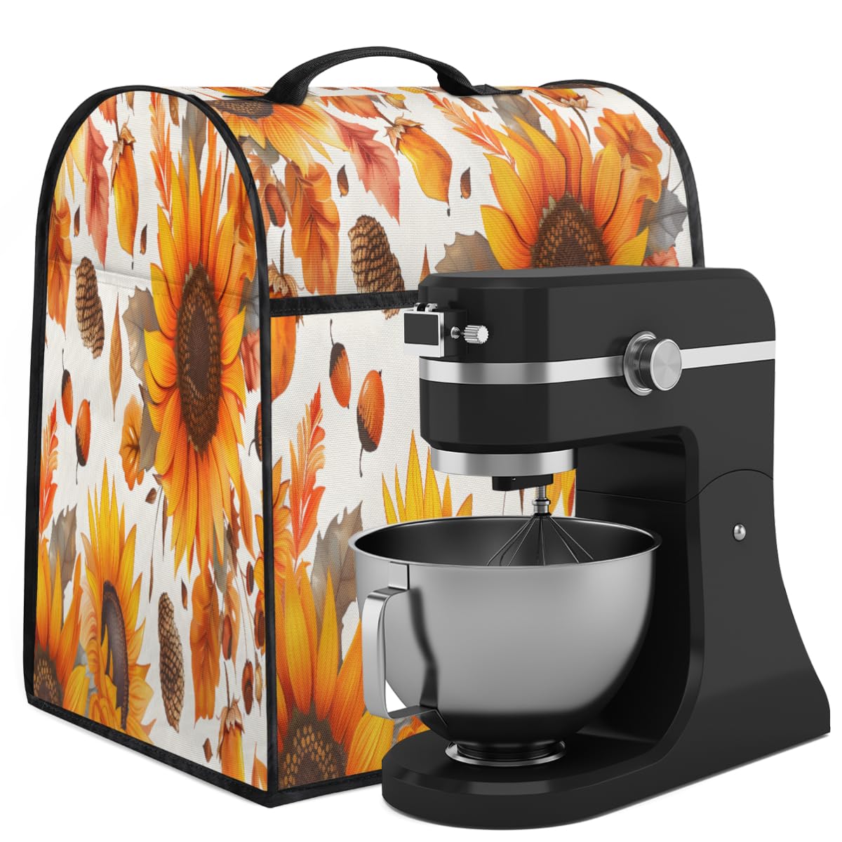 Coffee Maker Cover Autumn Sunflower Kitchen Appliance Covers Small Appliance Covers Blender Cover Juicer Cover Dust Covers for Kitchen Appliances with Top Handle and Pockets,Washable,B975