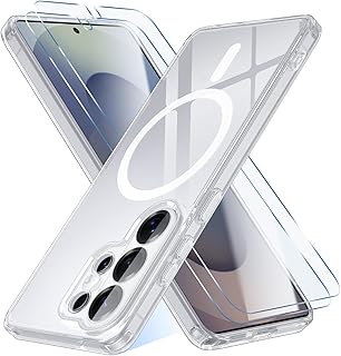 YeaVoic Magnetic Case for Samsung Galaxy S26 Ultra Case with 2 Pieces Tempered Glass Screen Protector, Compatible with MagSafe, Anti-Yellowing Mobile Case Ultra-Thin Soft Silicone Transparent