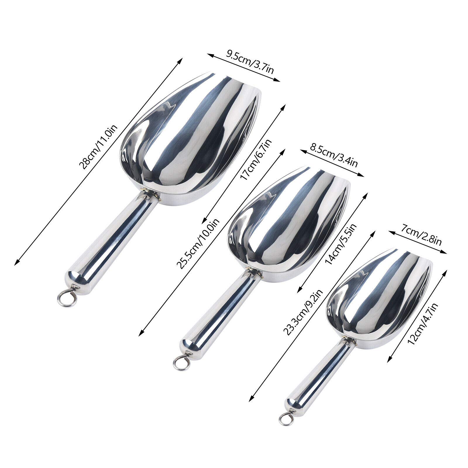 SHZICMY Lot de 3 cuillères à glace en acier inoxydable - Pour bar, cuisine, buffet, fête - Passent au lave-vaisselle.