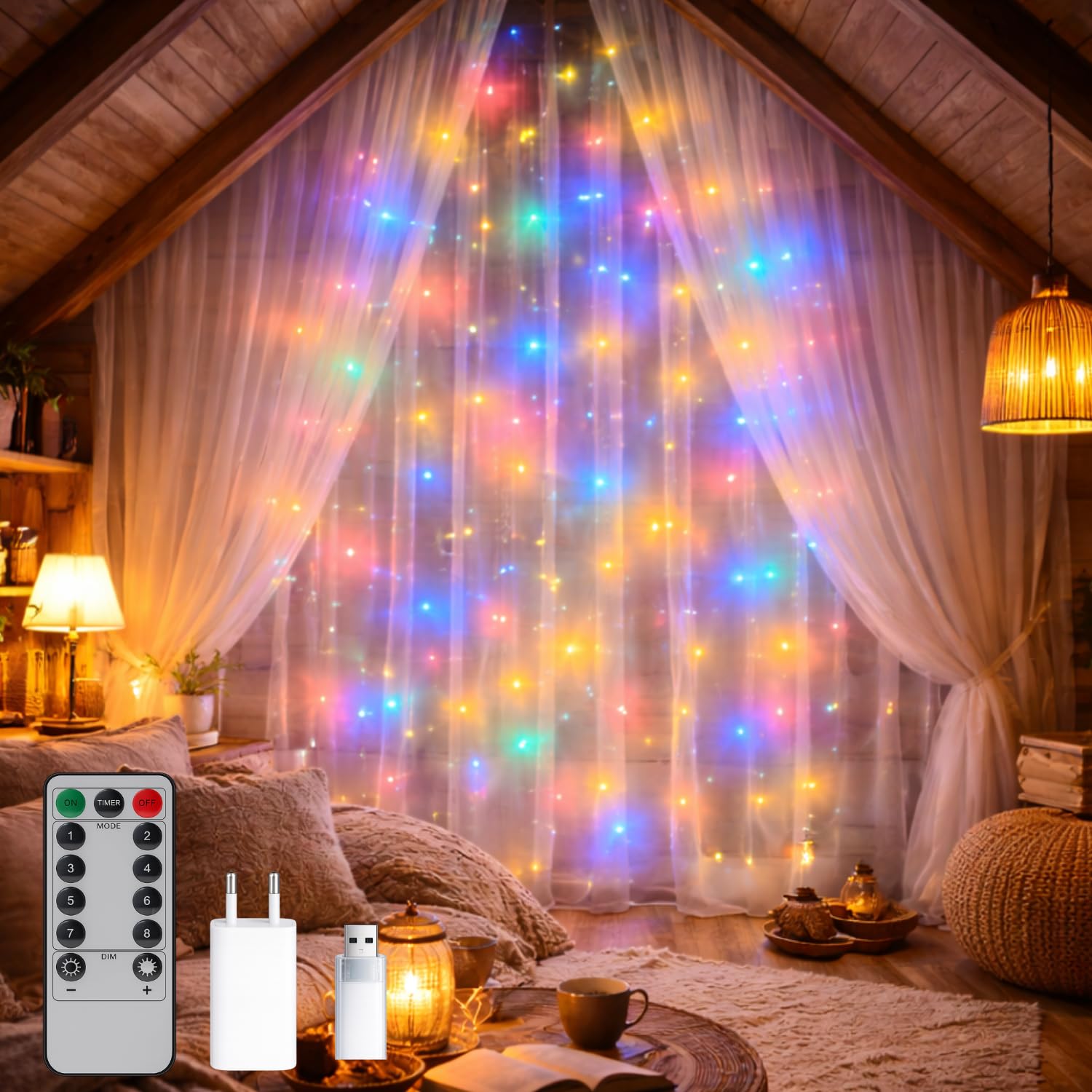 M Ledme M MIMOTEC LM2966 namiot zewnętrzny LED z USB 3 x 3 m, światło RGB: światła zmieniające kolory, wodoszczelność IP65, idealny na taras i do ogrodu