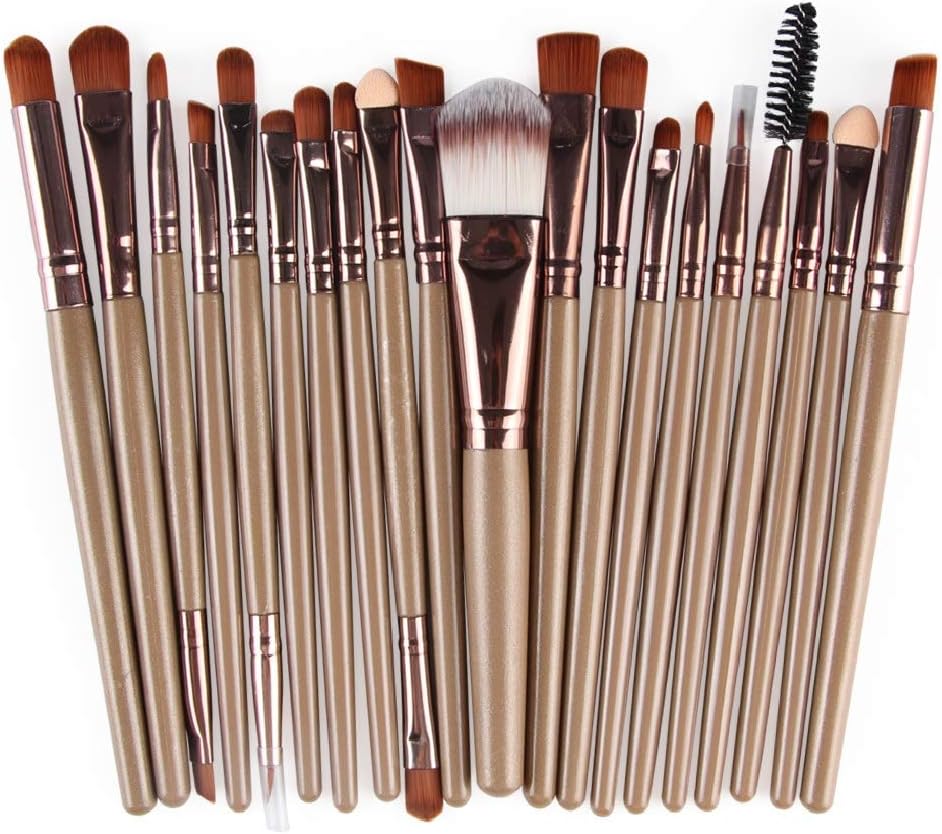Makeup Brushes ZHIYE Make up Brush Set 20 PCs Professional Face Eyeliner for Foundation Blush Concealer Eyeshadow with Travel Brown