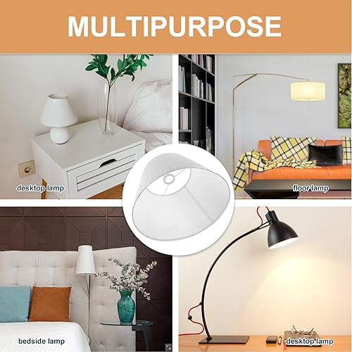 Miniatura 4 de Pantalla de lámpara de mesa, pantalla plisada blanca, tamaño mediano, de lino, para lámpara de mesa y de pie, repuesto de pantalla para el hogar,