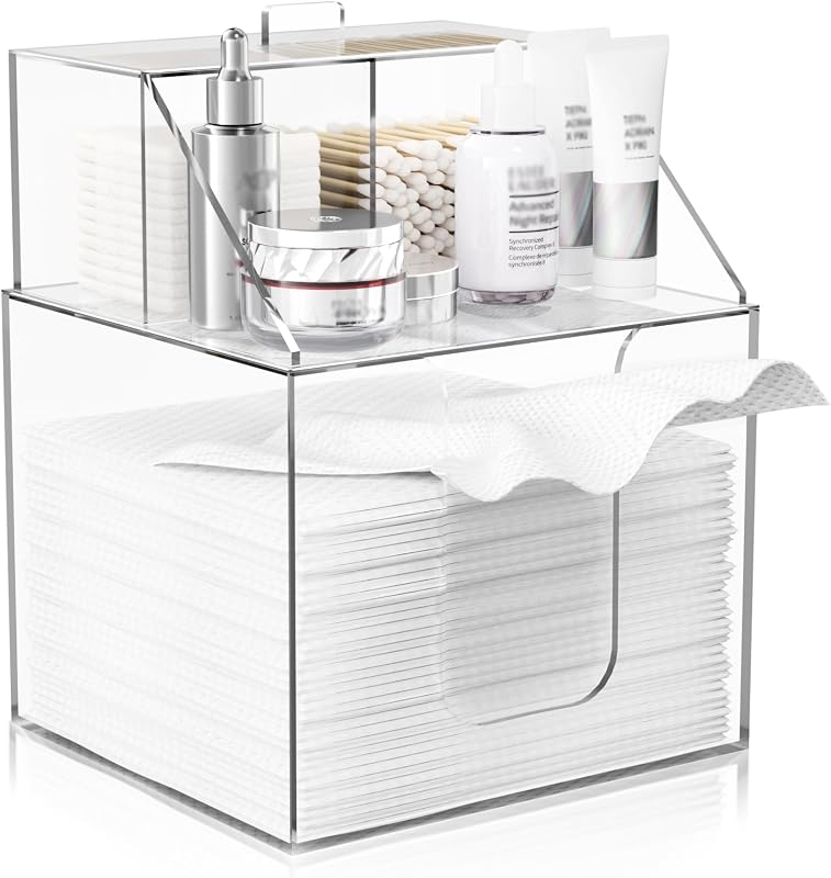 Porta-toalhas faciais de acrílico TAINESS, compatível com Clean Skin Club, transparente