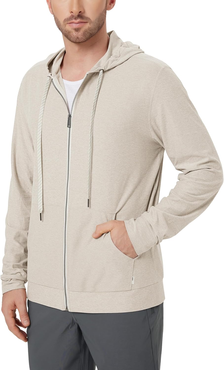 ODODOS Men's Full-Zip Hoodie - odSTRATUM Tech Ultra Soft Outfit UPF 50+ Performance Hooded Jacket with Pockets