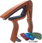 WINGO Wooden Guitar Capo for 6-String Acoustic Electric Guitars,Bass,Ukulele -Rosewood Free 5 Picks