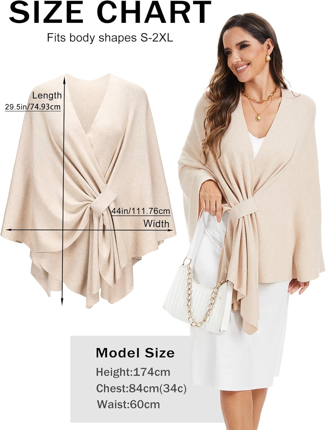 Moss Rose Womens Elegant Shawl Wraps Soft Open Front Poncho Sweater for Spring Fall Winter - Image 8