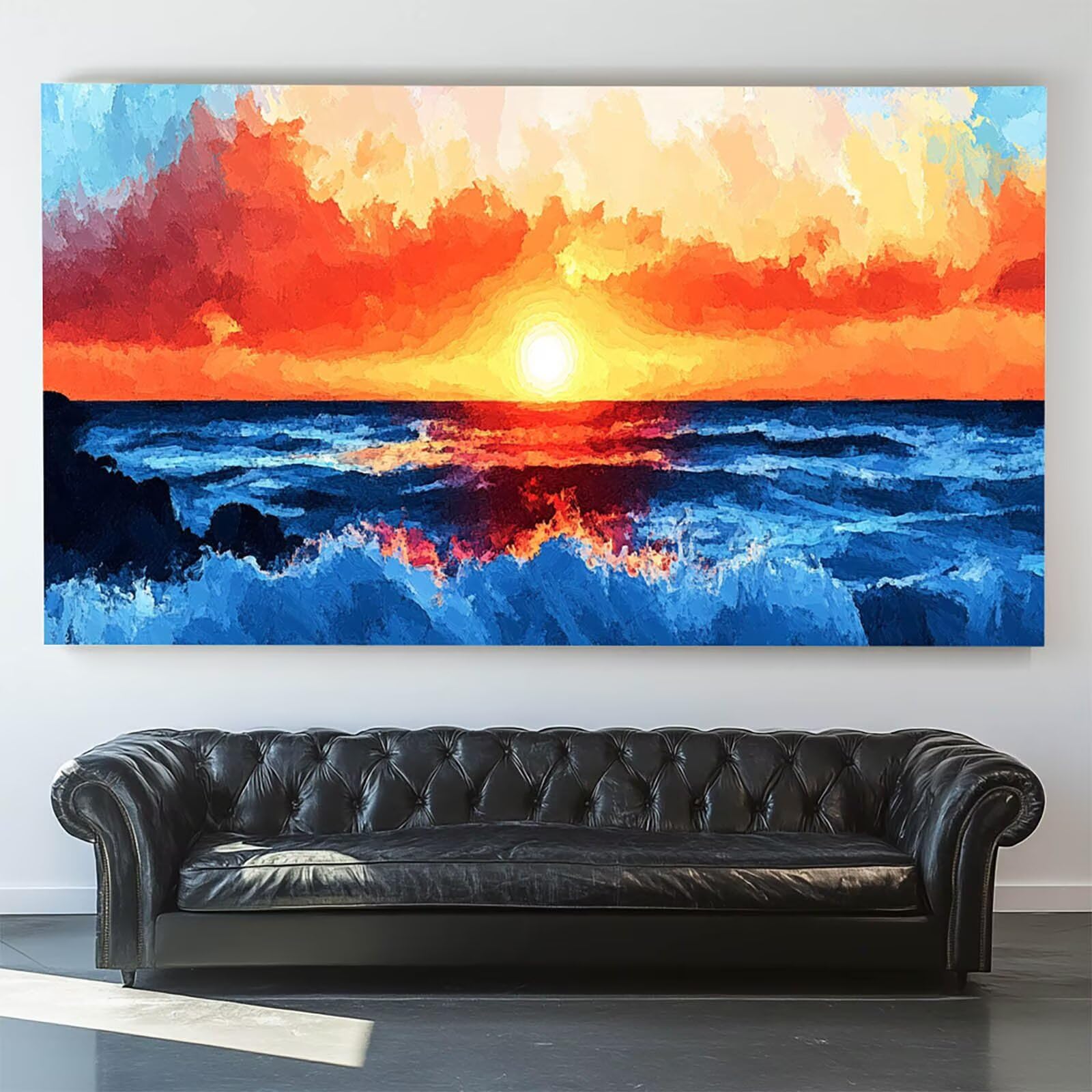 Pintar por Numeros Adultos Mar, Pintar por Numeros Niños Kit Manualidades Adultos Paisaje Cuadros para Pintar por Numeros Pintura Acrílico, Cuadros Decorativos Regalos Para Mujer 80X160cm 7w-Q-4