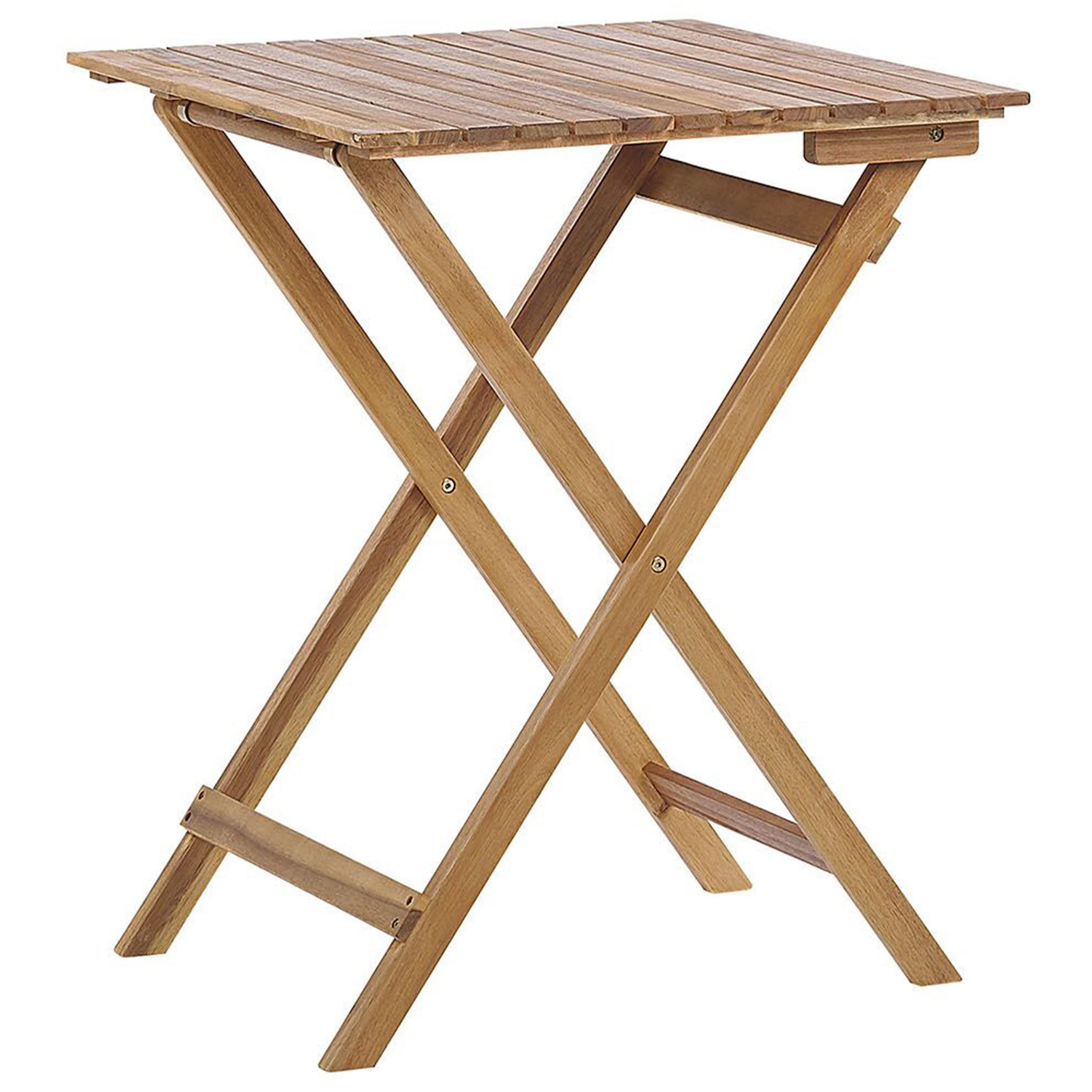 Beliani Set Legno Massiccio di Acacia Chiaro con 2 Sedie e Tavolino Pieghevoli