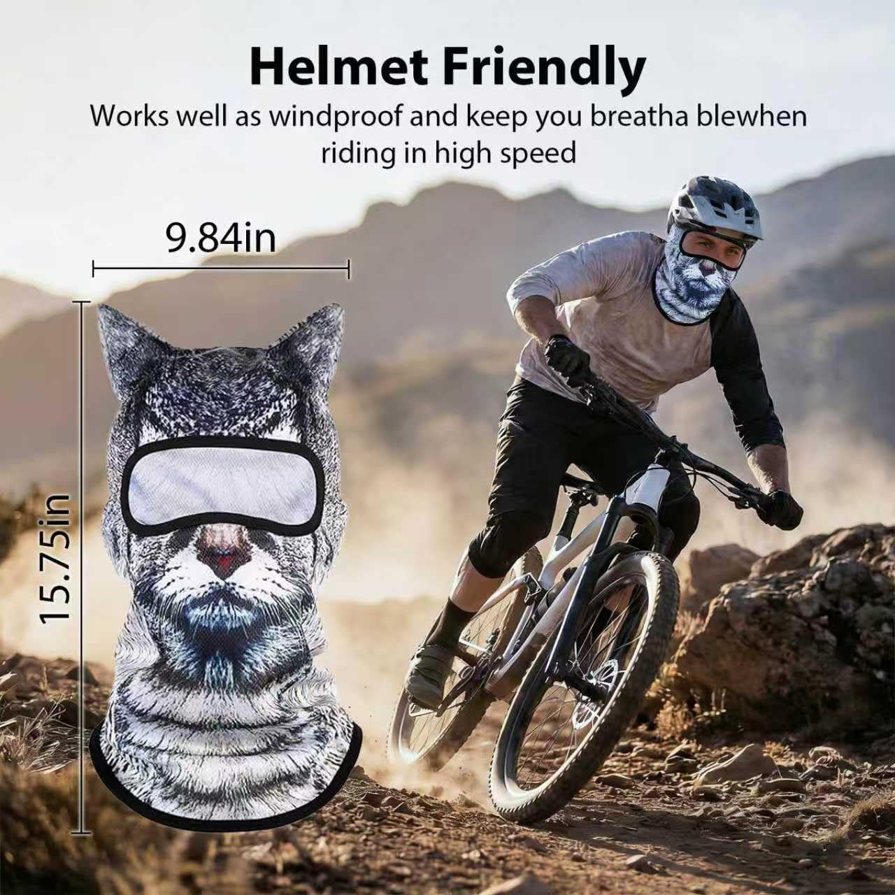 3PCS 3D Cat Ski Mask, Funny Animal Sheisty Breathable Mask for Party Festivals Skiing Riding & Outdoor