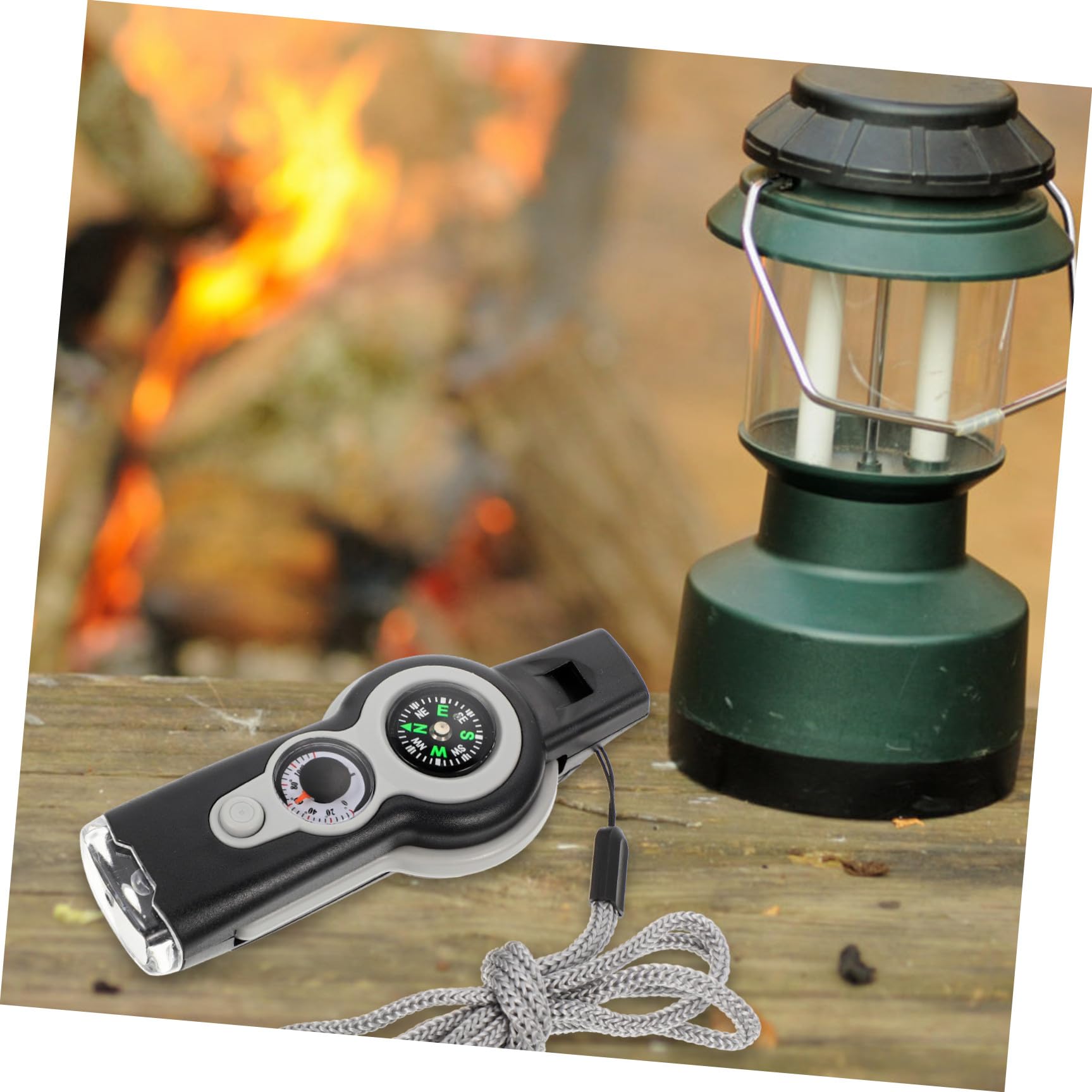 BESPORTBLE Fischietto Multifunzionale Riscaldamento Outdoor Rescue Tool termometro urgenze ed emergenze Alimentazione Esterna Fischietto con Cordino la Bussola fischia all'aperto Addominali