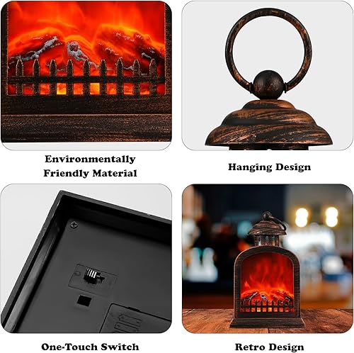 Miniatura 4 de Wjiang Linterna portátil para chimenea, decorativa con USB o pilas, lámpara LED para chimenea para interiores y exteriores, lámpara de fuego de mesa