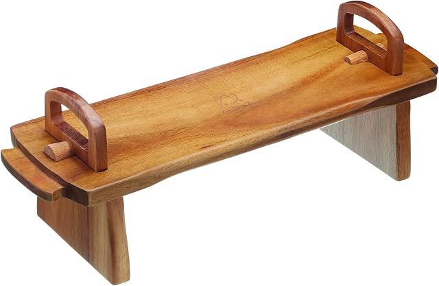 Artesà Raised Wooden Serving Platter, Food Stand / Board for Cheese Board, Cakes, Desserts, Grazing and Buffets, 37 x 12 x 13 cm