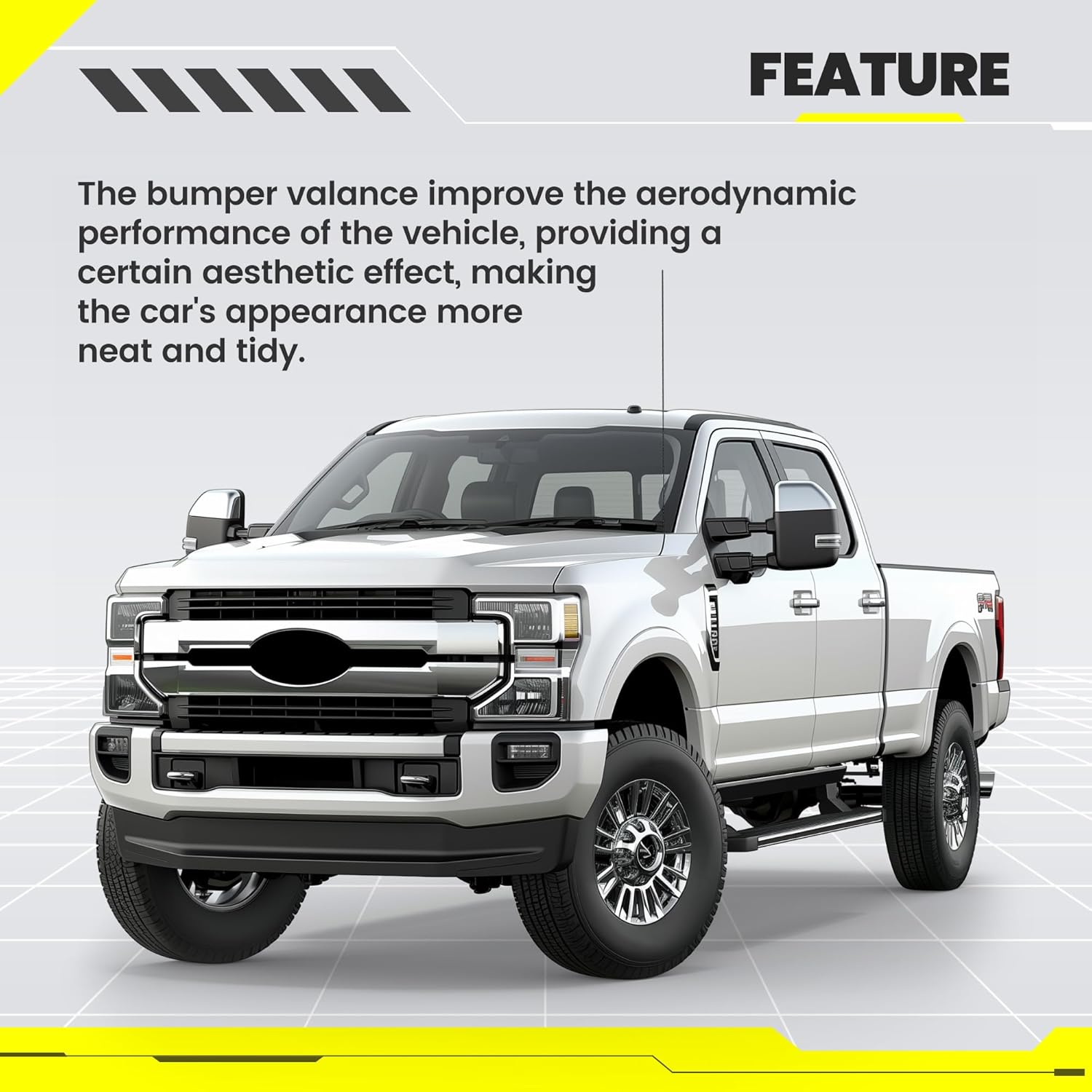 KUAFU 4" Tall Front Bumper Valance Compatible with 2020-2022 Ford F250 F350 F450 Super Duty 2WD Models Lower Deflector Valance Panel Replacement for LC3Z-17626-BA FO1095293 LC3Z17626BA PP Plastic