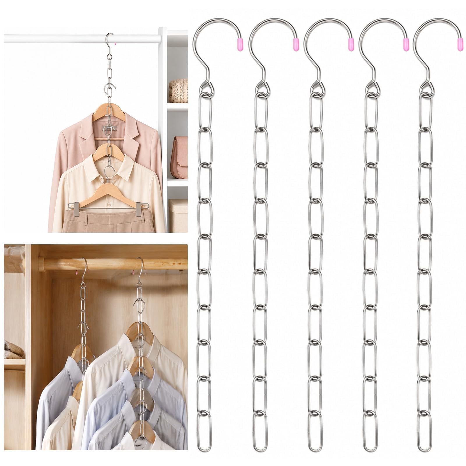 5 Pack Space Saving Hangers, Multi Hangers Saving Space, 10-Link Design