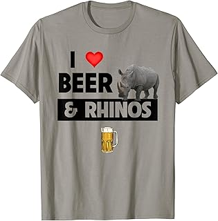 I Love Beer and Rhinos Funny Drinking Rhinoceros Safari Zoo T-Shirt