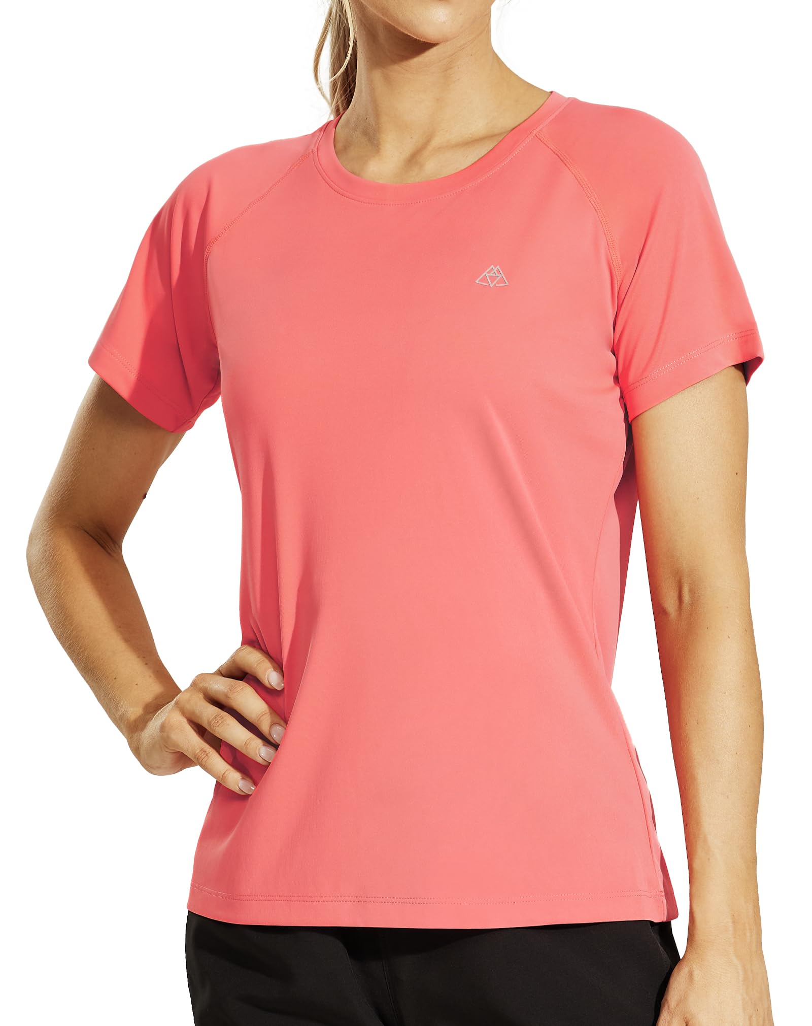 HaimontWomen's Athletic Short/Long Sleeve T-Shirts UPF 50+ Sun Protection Quick Dry Workout Running Tops Moisture Wicking