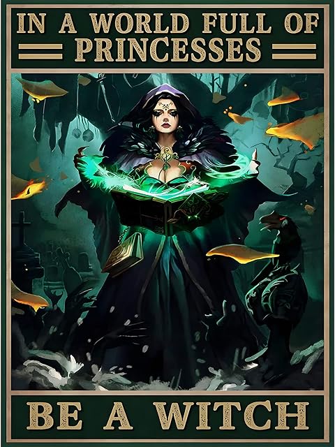 AIRDEA Inspirational Diamond Painting Kits for Adults Kids, DIY Witch Diamond Painting Kits 5D Round Full Drill Inspirational Diamond Art Kits Cross Stitch Paint by Numbers Gem Painting 11.8x15.7inch