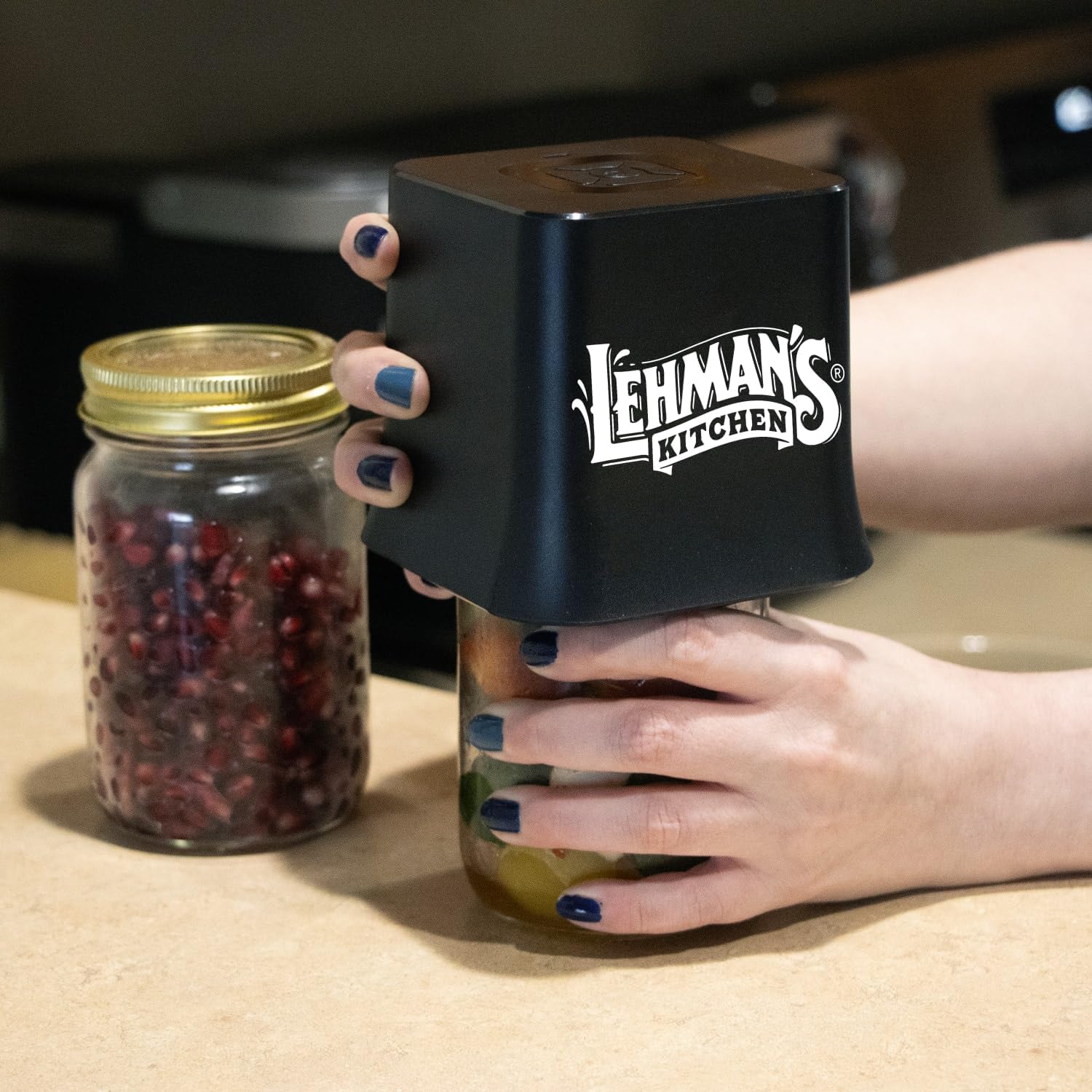 Lehman's Mason Jar Vacuum Sealer, Cordless, Easy One-Touch Operation, Extends Freshness, Includes 6 Canning Lids (3 Wide-Mouth, 3 Regular-Mouth), Rechargeable Battery, Ideal for Food Storage