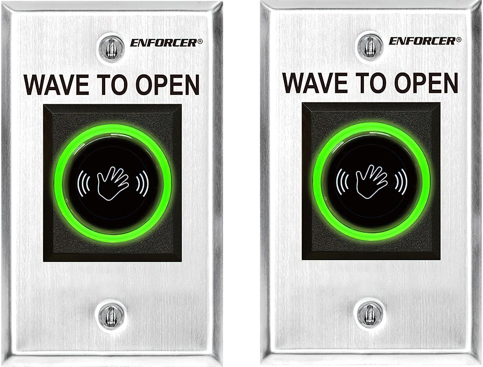 Seco-Larm SD-927PKC-NEQ Pack of 2 Enforcer Wave-to-Open Sensor, No-Touch, 12-24 VAC/VDC Dual Voltage, Stainless Steel Single-Gang Plate, LED
