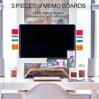 Vista 2 de Tablero de notas para monitor (izquierda, derecha e inferior), decoración de oficina para mujeres y hombres, accesorios de escritorio, tablero