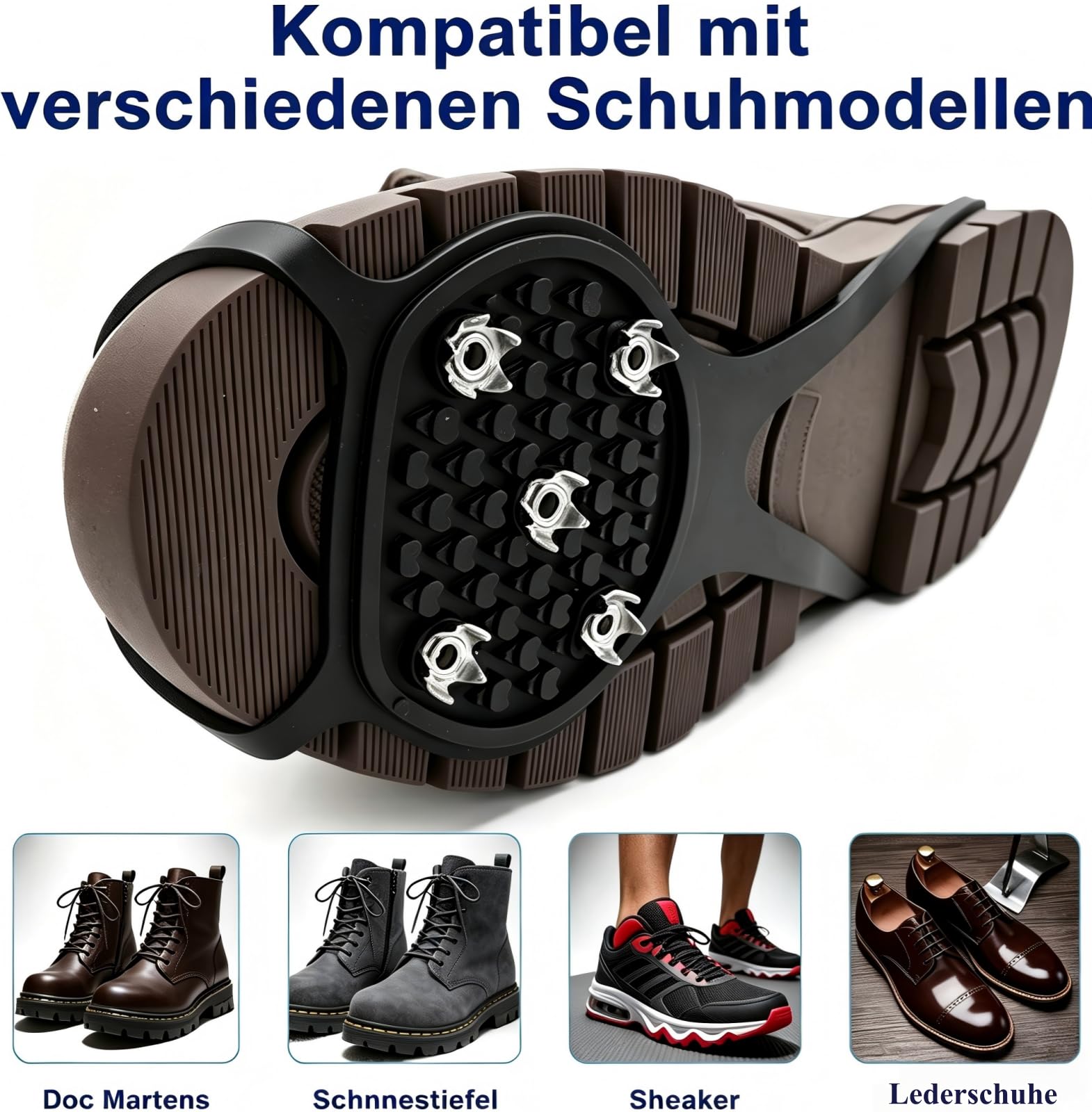 2 Paire Crampons Neige Chaussures Crampons Chaussures Randonnée Pointes en Acier Inoxydable Protection Facile à Enfiler pour Sports d'hiver en Extérieur Randonnée Pêche Marche