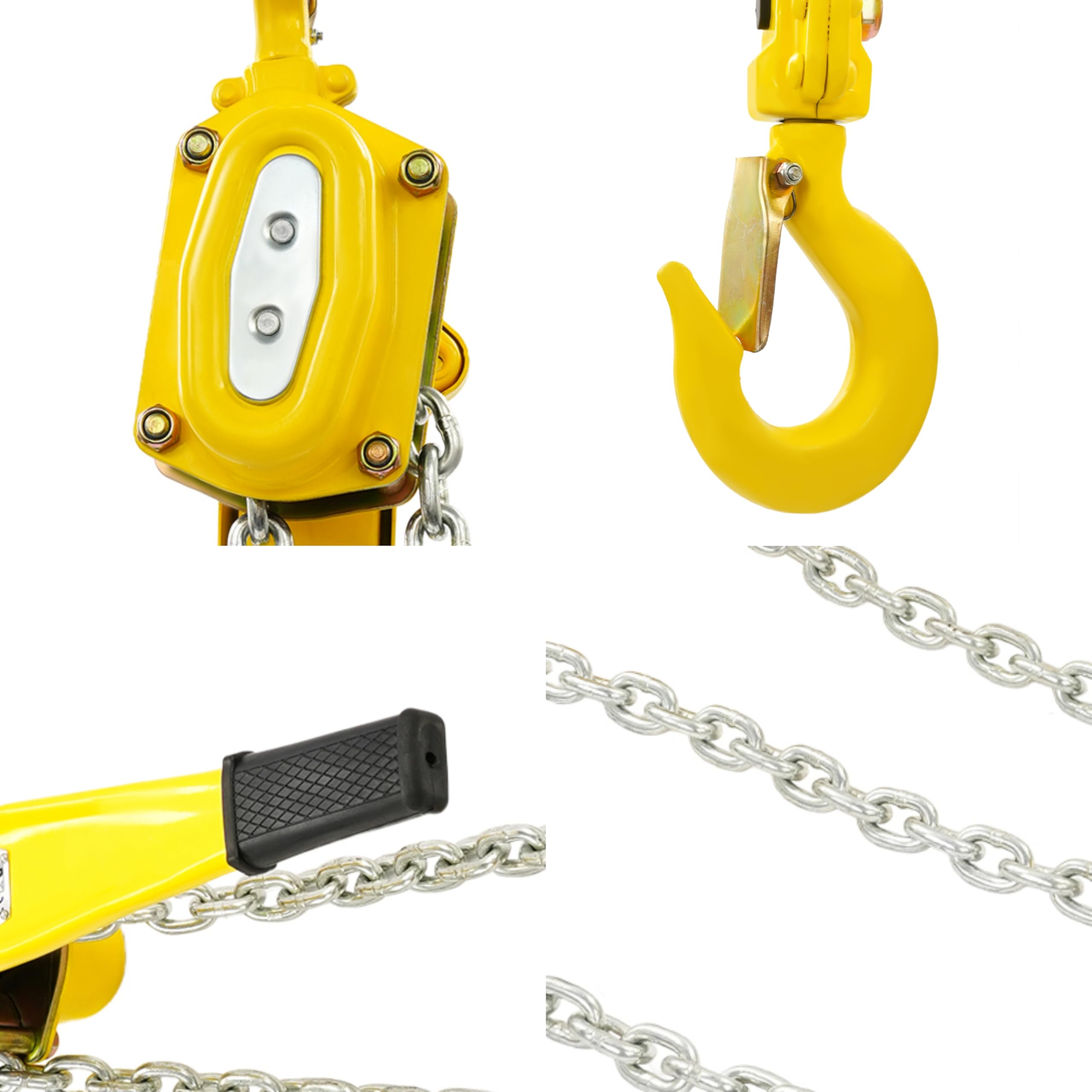 Handkettenzug aus Premiumlegiertem Stahl mit Hebel Max. Belastbarkeit: 1.5T, Kettenzug Handseilwinde mit 360° Drehbarer Haken, Hebelblock-Kettenzug Flaschenzug mit Zwei-Gang-Zifferblatt
