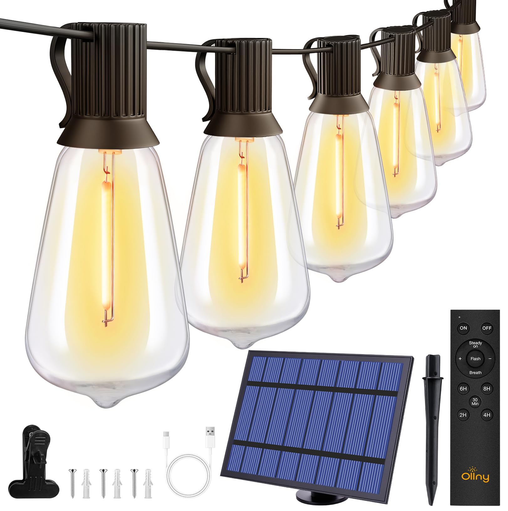Ollny 25+2 LEDs ST38 Solar String Lights