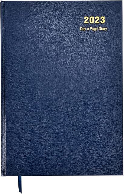ARPAN 2023 Diary A5 One Day to a Page Diary With Full Page of Saturday & Sunday Hardback Cover (Blue - 2023)