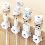 Clips de câbles, Organisateur de câbles [Soft Silicone], Gestion de câbles magnétiques & Support de cordon pour fils de chargeur, accessoires de bureau & Organisateur d'espace de travail 8 Pcs(Noir)