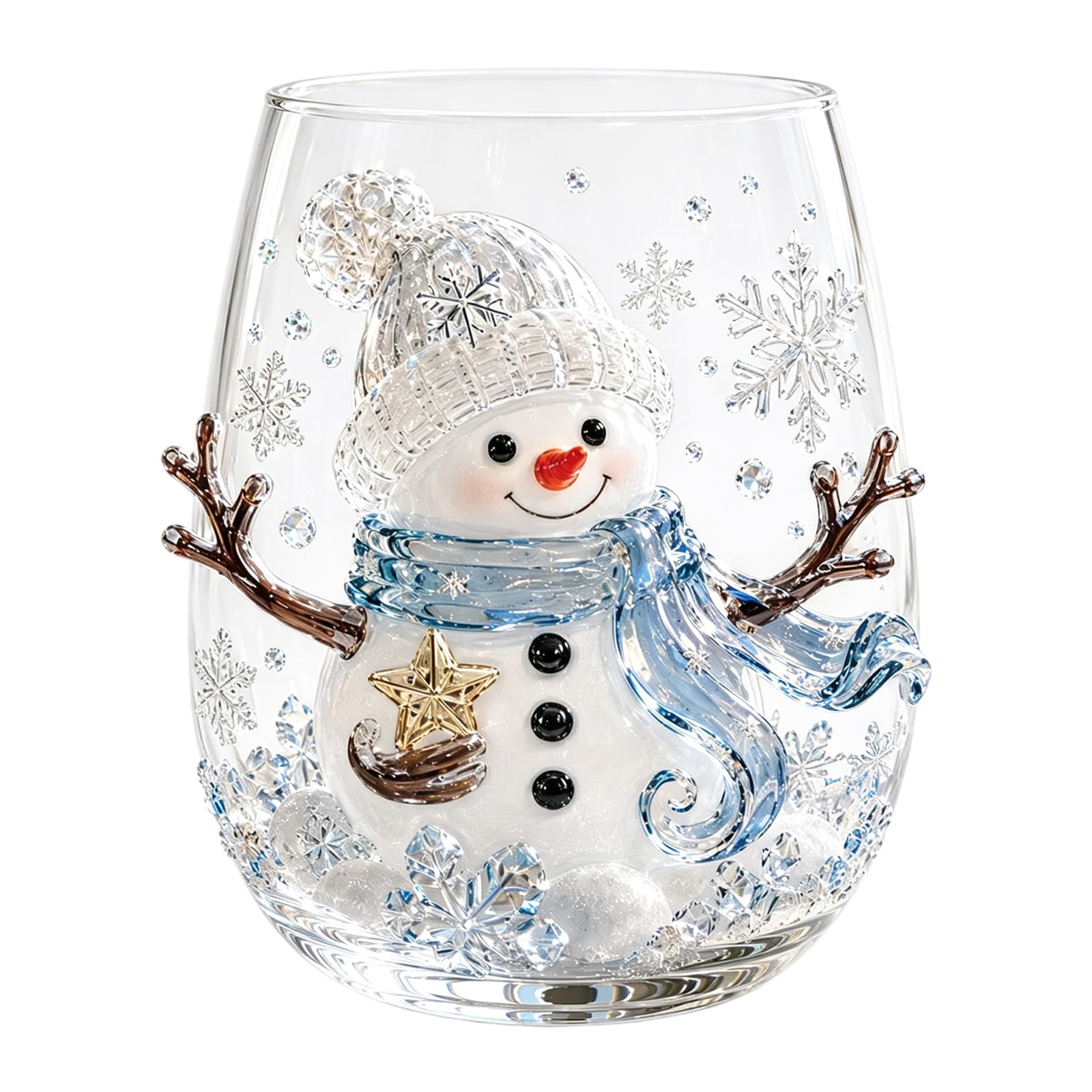 3D Christmas Glass Art Cup | 350ML Christmas Drinking Glasses Drinkware Cup