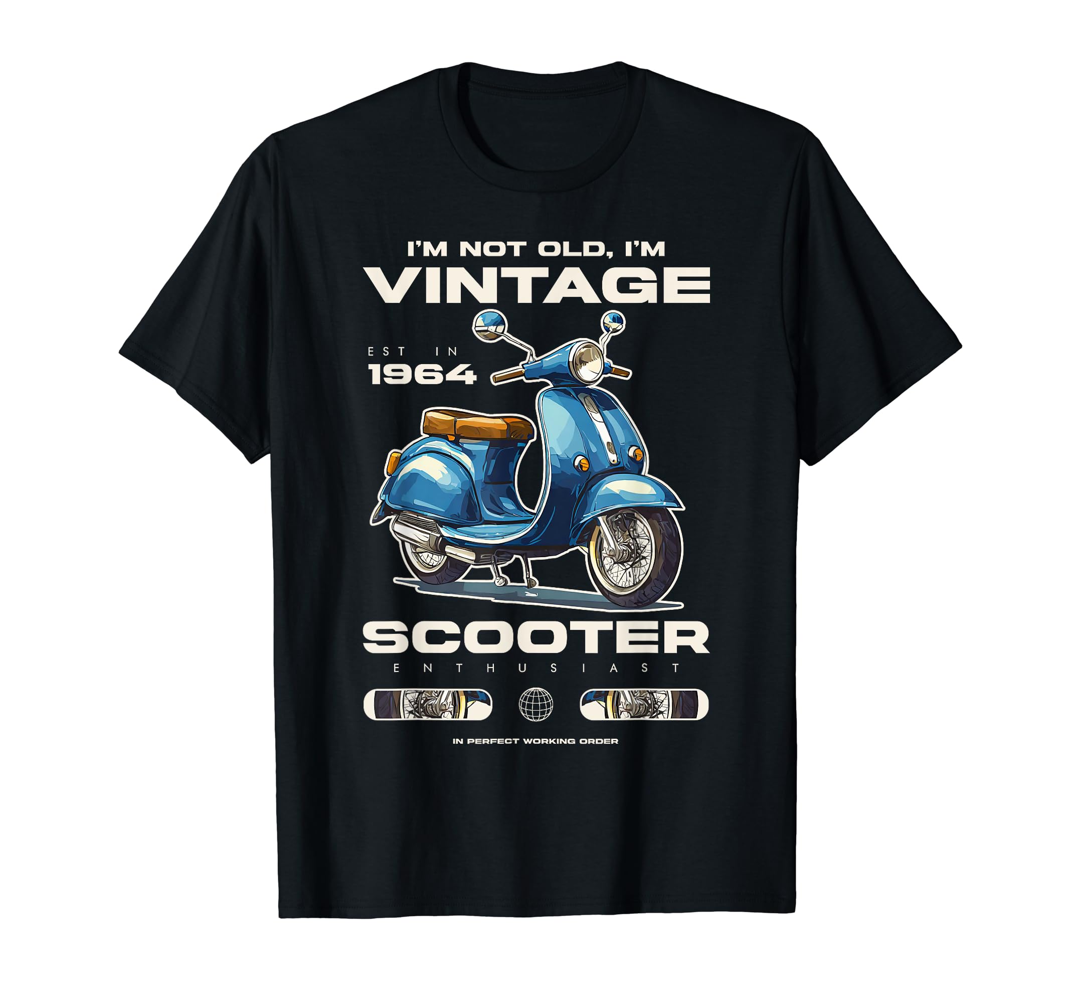JRRTS Motor Scooter Birthday Born In 1964Motor Scooter Classic Moped Rider Birthday 1964 T-Shirt