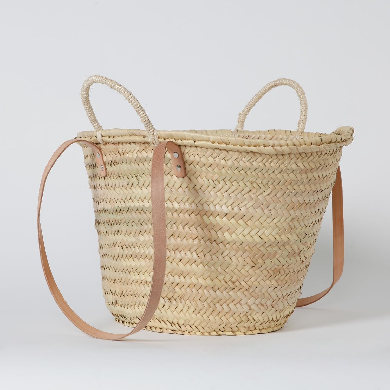 Solart Liz Xtra Large Basket Bag – 100% Organic & Handmade in Barcelona, Spain | Eco-Friendly Tote Bag with Cream Leather Straps | Stylish Handbag for Women, Perfect for Travel, Shopping, and Picnics - Image 4
