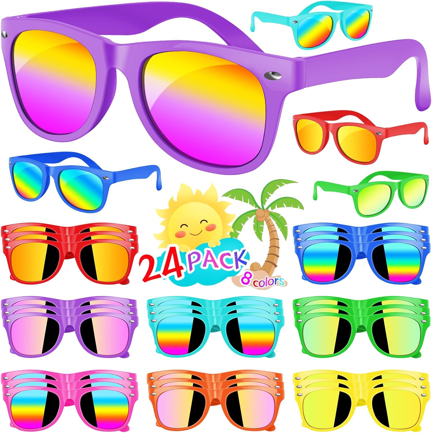 Kids Sunglasses Bulk, Kids Sunglasses Party Favor, 24 Pack