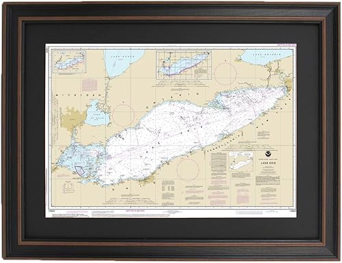 Cuadro náutico enmarcado 14820 Lago Erie - tamaño póster. Hecho a mano en Estados Unidos