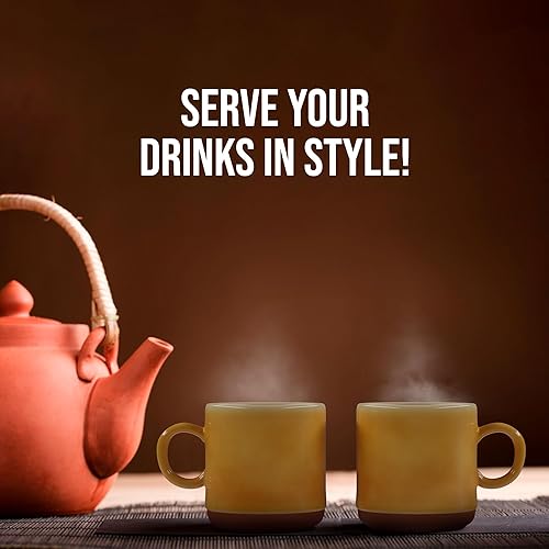 Miniatura 6 de American Atelier Taza de café  Juego de 2  Taza de cerámica de 4 pulgadas para café, té, café con leche y chocolate caliente  Barra de café y