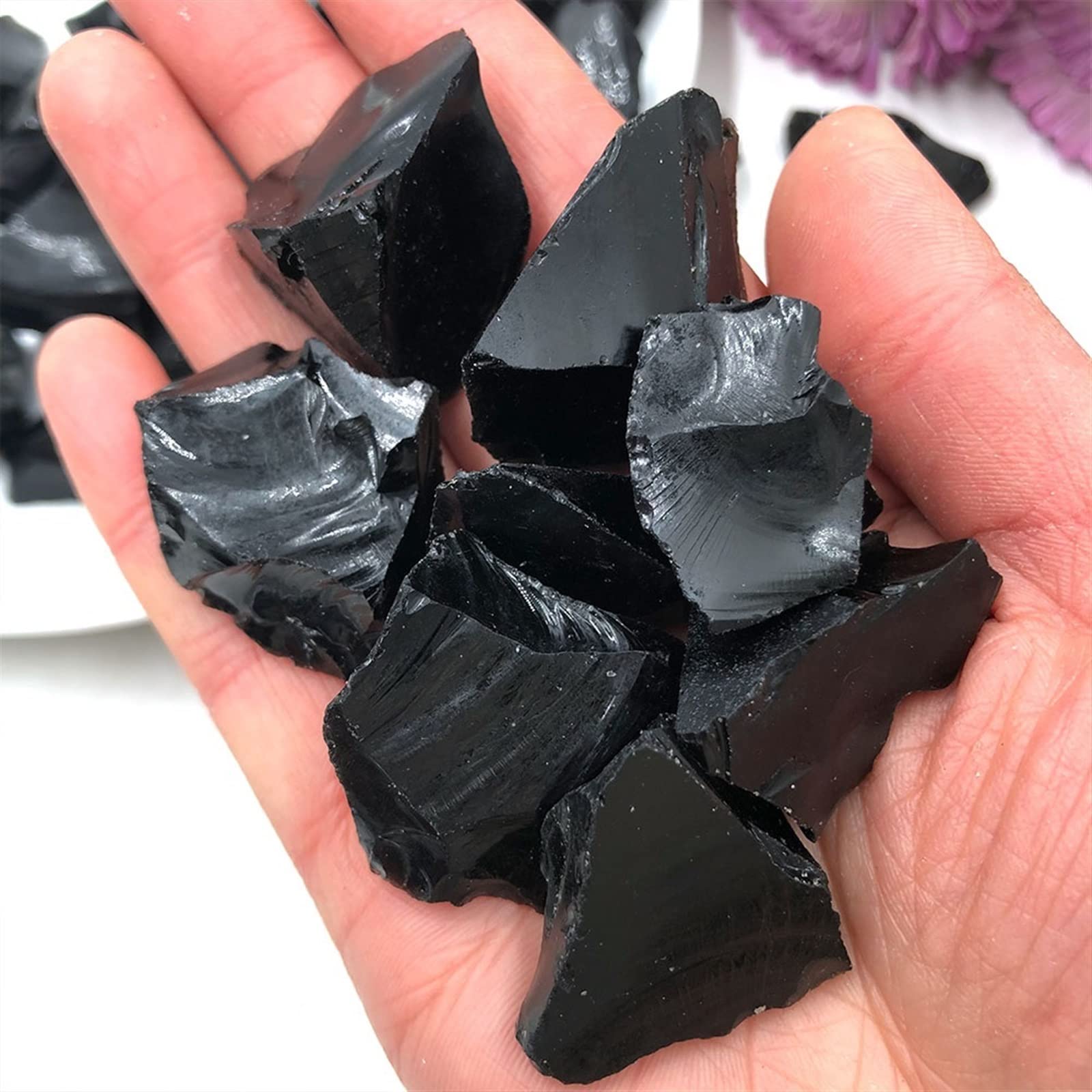 100 g Sfuso Naturale Grezzo Nero Ossidiana Pietra Grezza Cristalli di Quarzo Roccia Acquario Decorazione della Stanza di casa Regalo Raccolta domiciliare