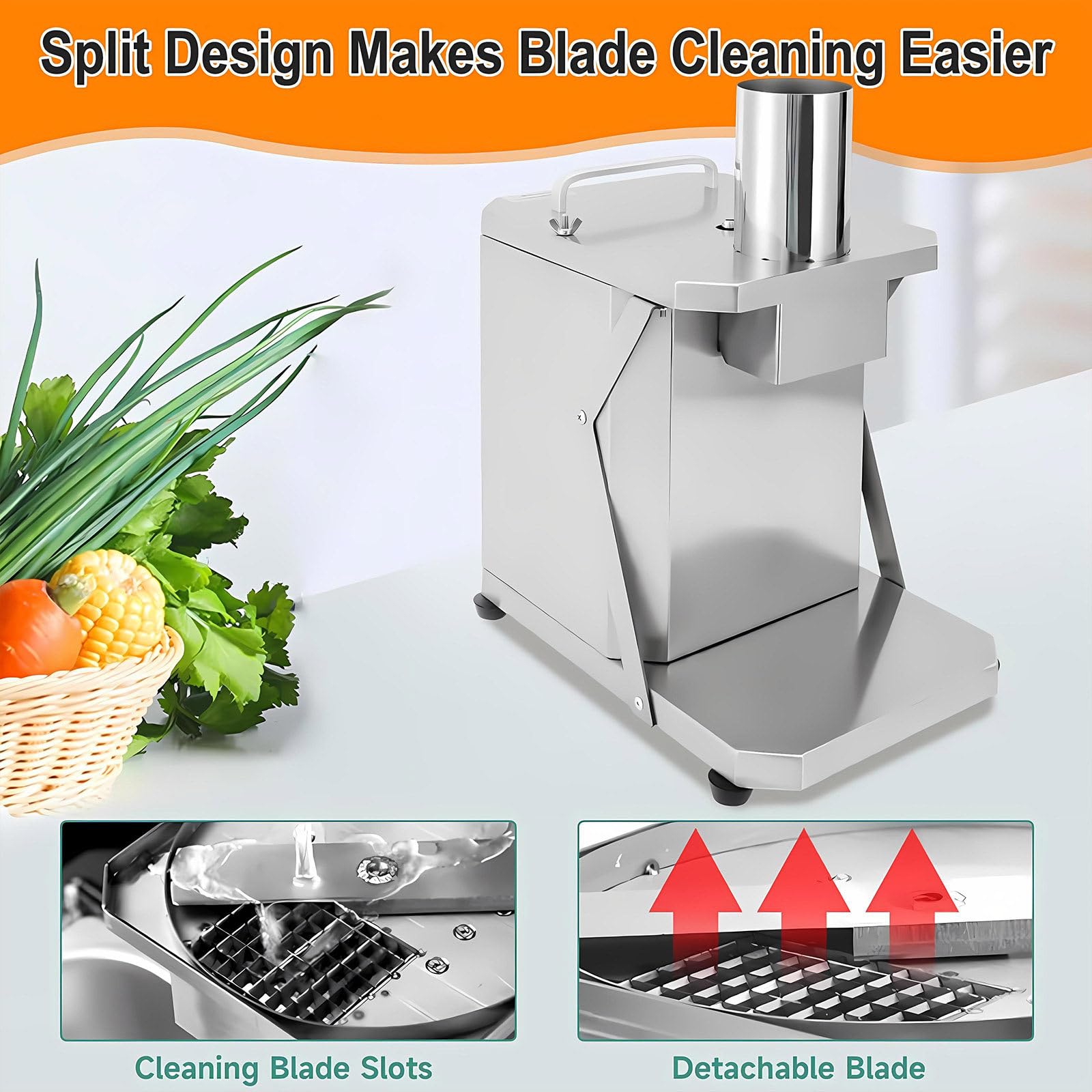 Powerful Stainless Steel Food Processor Electric Vegetable Cutter with Automatic Dicer, Ideal for Commercial Kitchen Equipment High Efficiency