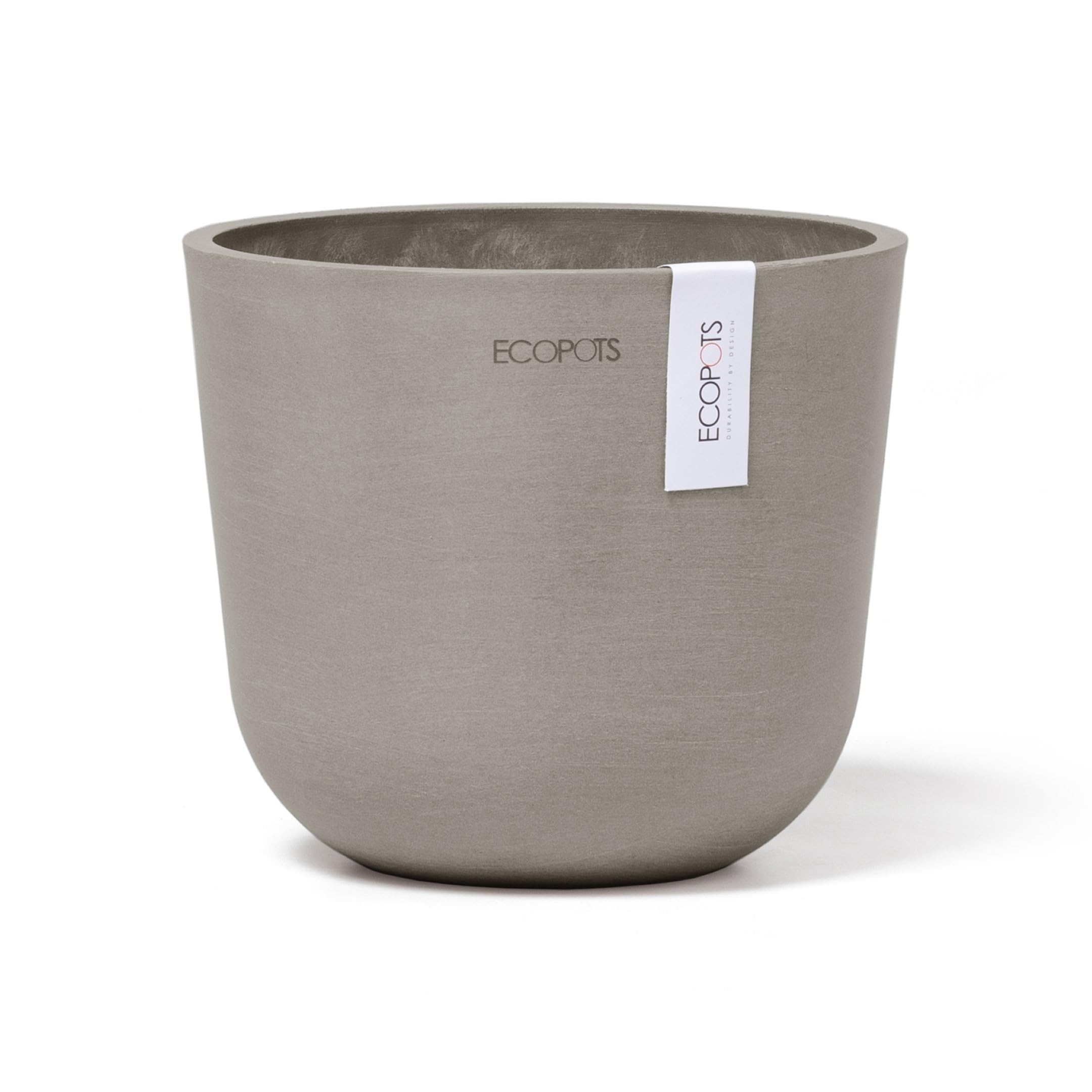 Ecopots Oslo Mini Indoor/Outdoor Modern Recycled Plastic Flower Pot Planter, Taupe, 6"