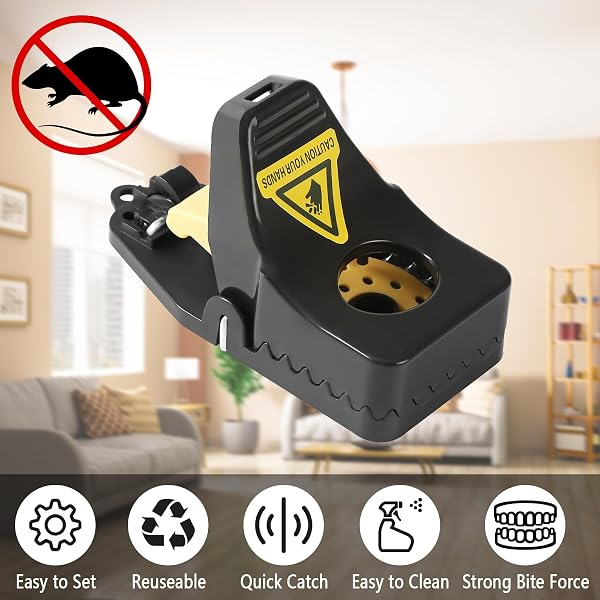Reusable Mouse Trap, 4 Pack Heavy Duty High Sensitive Mice Catcher, Safe and Effective Rodent Trap for Indoors and Outdoors, Quick and Easy clean Rodent Catcher - 5
