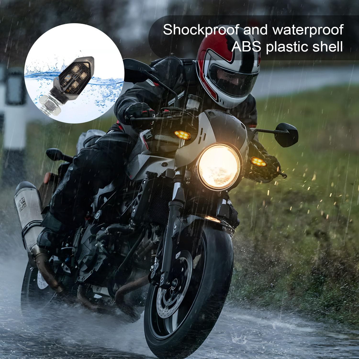 Mini Indicatori di Direzione LED 12V 5 LED M8 per Moto, Ambra
