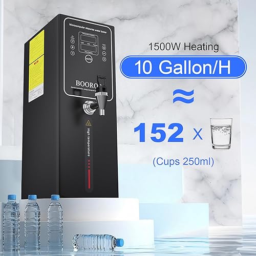 Miniatura 6 de BOOROS Dispensador de agua caliente comercial, dispensador de agua caliente negro, para encimera, caldera de agua caliente comercial de 15 L,