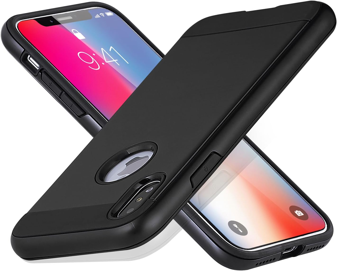 Oyess iPhone x Dual Layer Slim Case- Shockproof of Heavy Duty Full Protective Anti-Scratch Resistant Rugged Cover (1PACK-Black)
