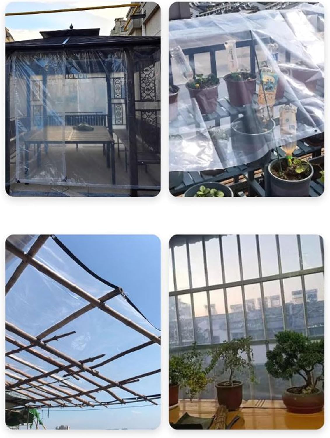 Transparent Tarp Heavy Duty 8.2x16.4ft, Clear Tarps with Grommets, Transparent Tarp for Greenhouse, Tarp Cover for Pool, Clear Plastic Tarp for Patio Plants Chicken Coop Dog Kennel Balcony