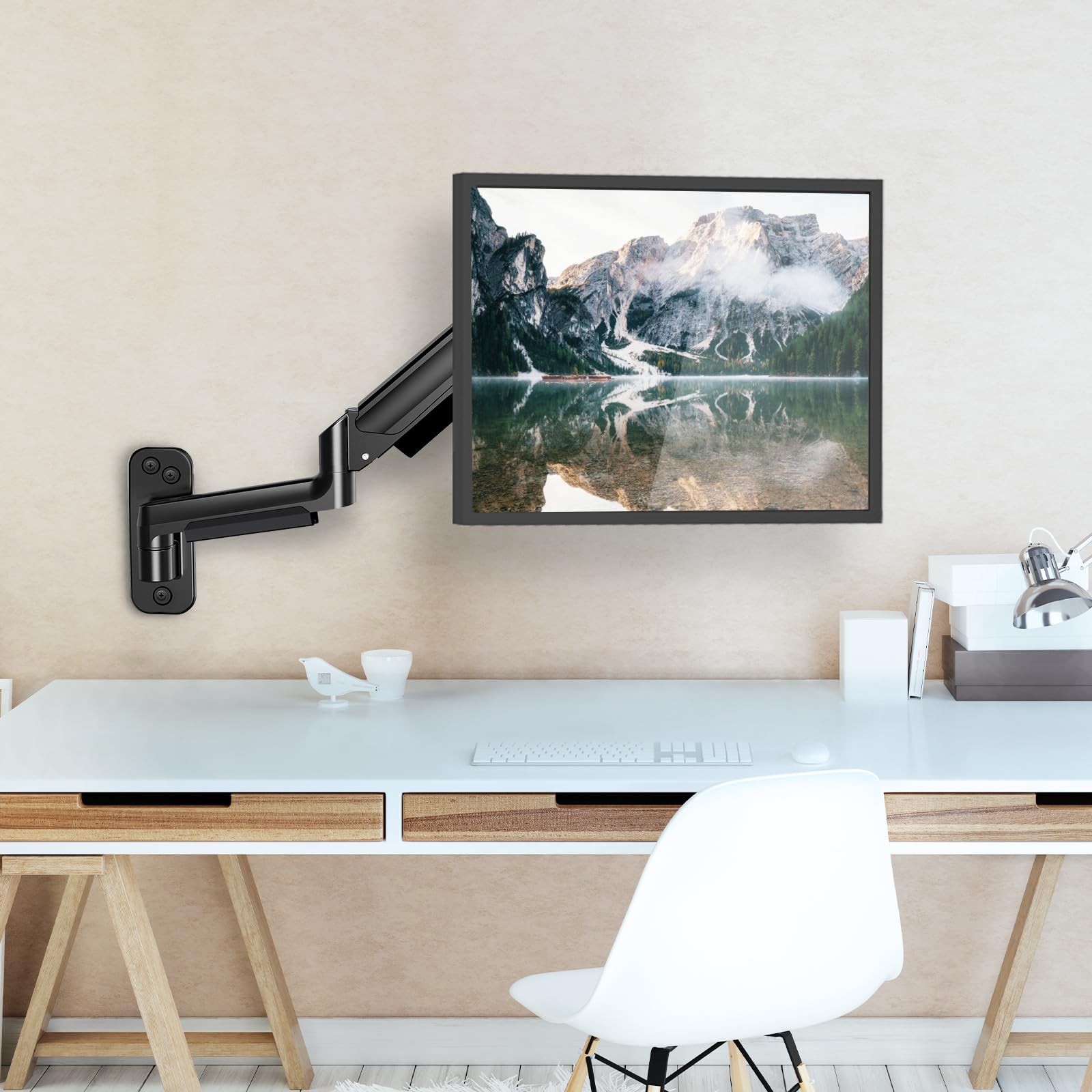 HUANUO Monitor Wandhalterung für 17-32 Zoll LED/LCD/TV Bildschirm, Monitor Halterung Wand, Monitor Arm Wall Mount mit 360° Drehbar Arm, VESA 75mm 100mm Gaming