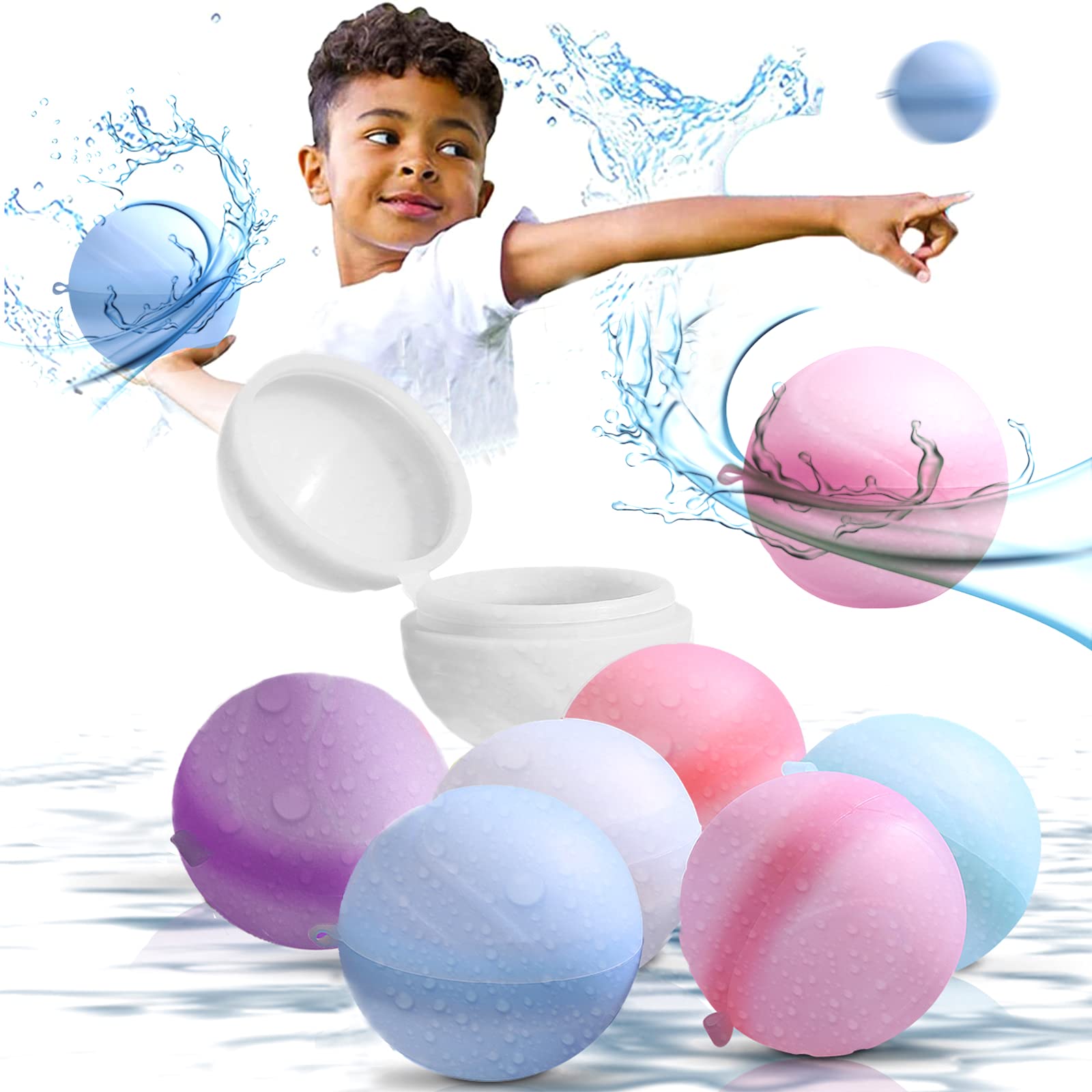 Pack De 8 Globos De Agua Reutilizables De Silicona Con Bolsa De Almacenaje Para Juegos De Verano