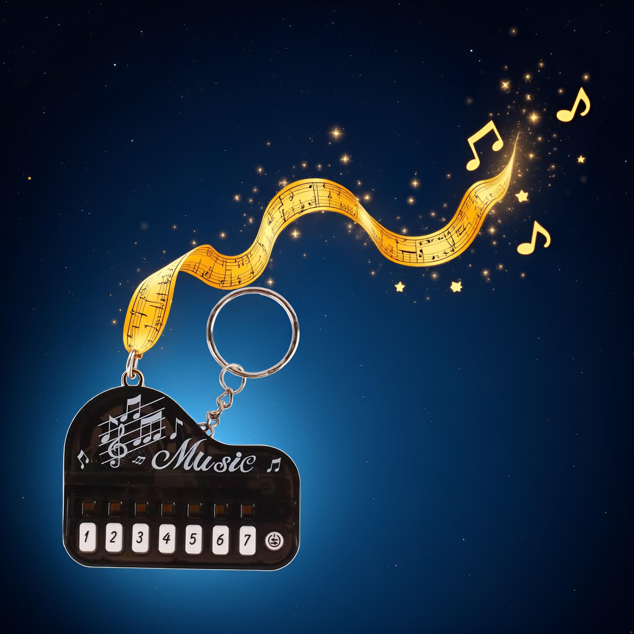 Rzcin Black Micro Piano Keychain, Portable Keyboard Instrument, Mini Electronic with Lights, Pianos and Keyboards - Image 4