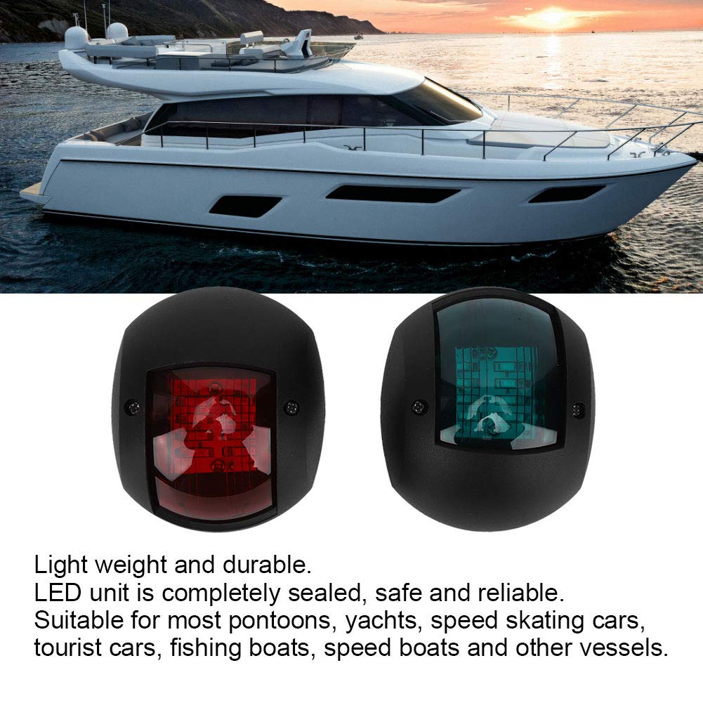 Qiilu luce di navigazione luce di navigazione Coppia di luci di navigazione per barche, luci di segnalazione sferiche LED verde rosso impermeabili Luci di navigazione per barche DC12V-24V 3W(Nero)
